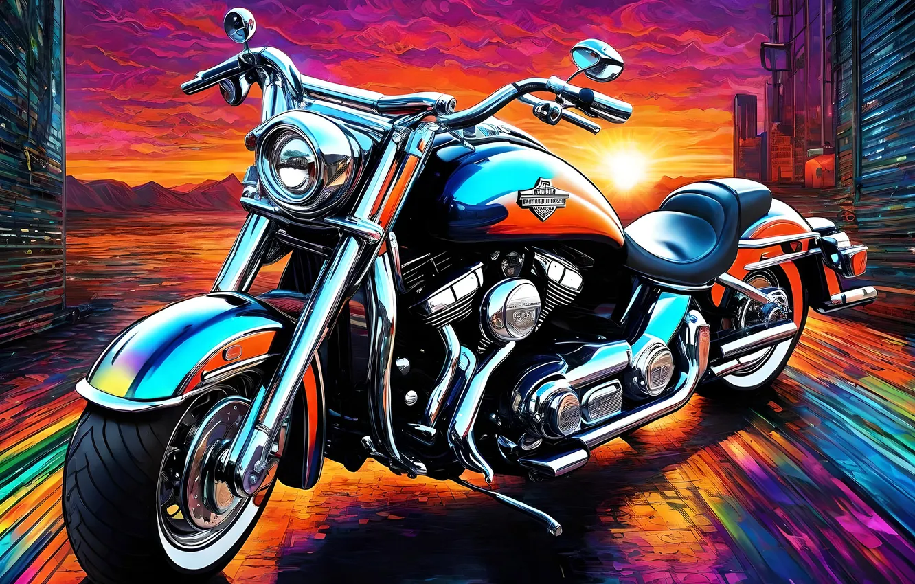 Photo wallpaper Moto, motorcycle, bright