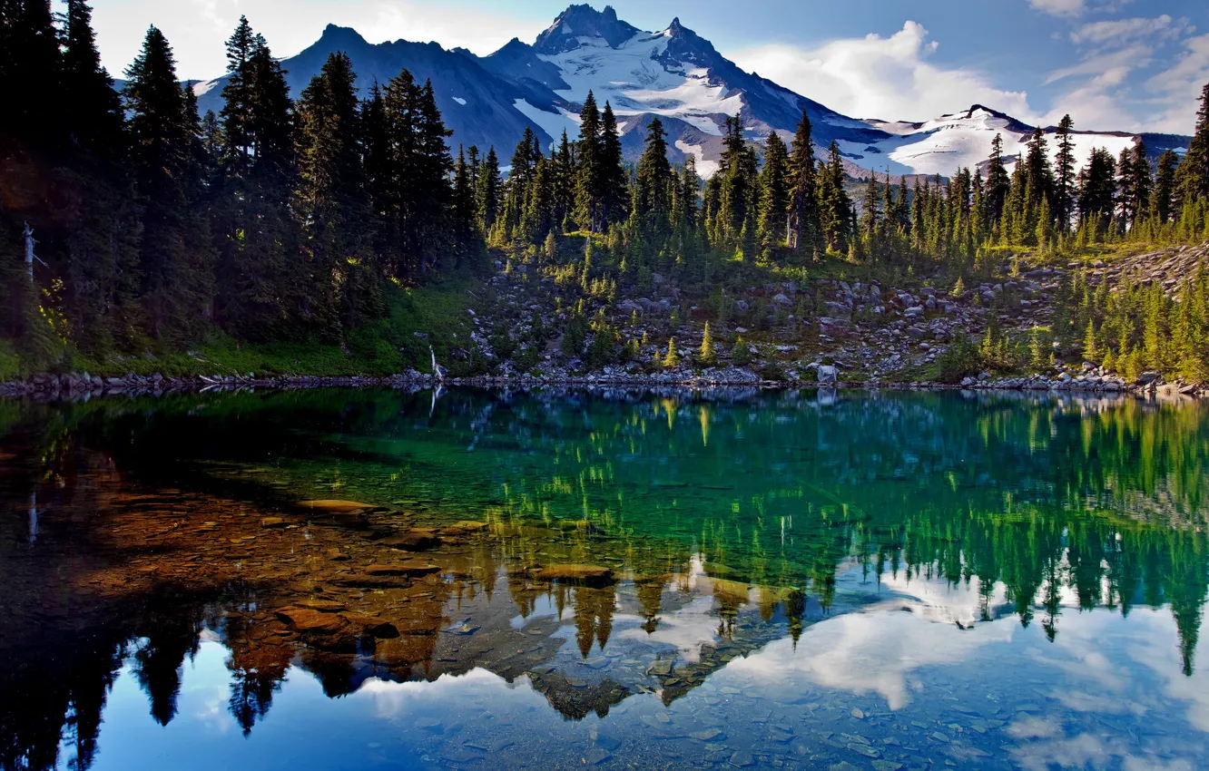 Photo wallpaper landscape, mountains, lake