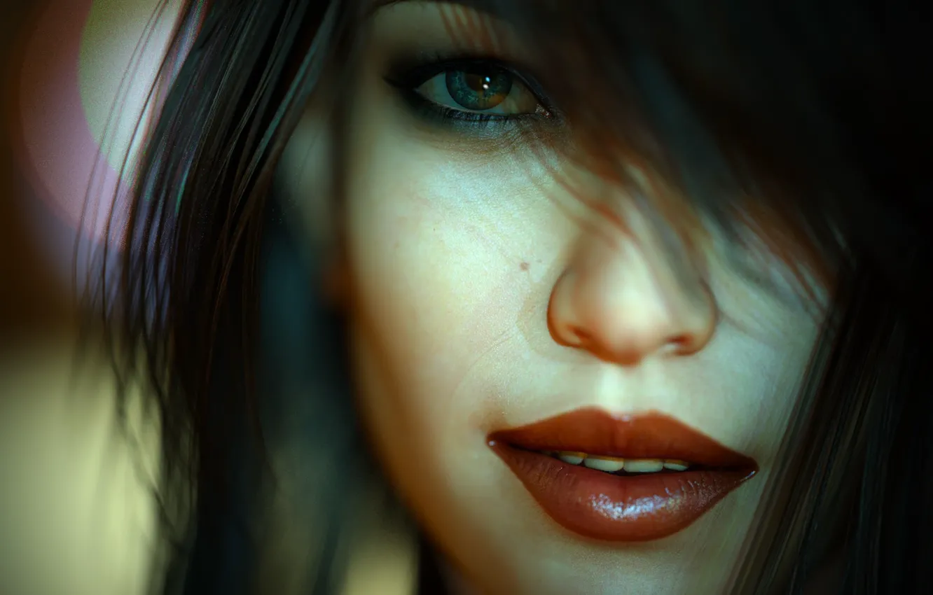 Photo wallpaper girl, close-up, face, rendering, makeup
