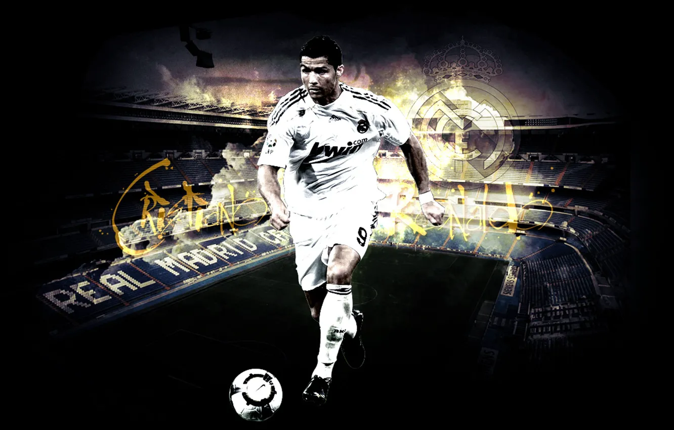 Photo wallpaper wallpaper, sport, logo, Cristiano Ronaldo, stadium, football, Santiago Bernabeu, player