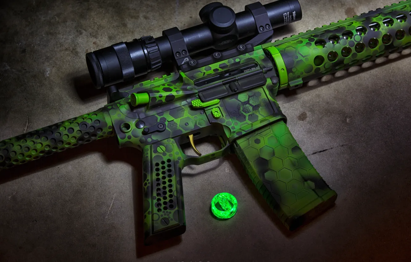 Photo wallpaper colors, assault rifle, AR15, flashy
