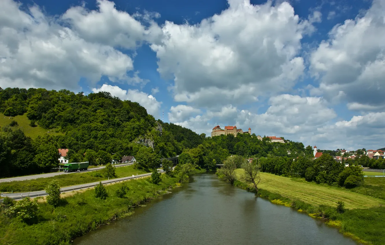 Photo wallpaper river, castle, Germany, Hamburg