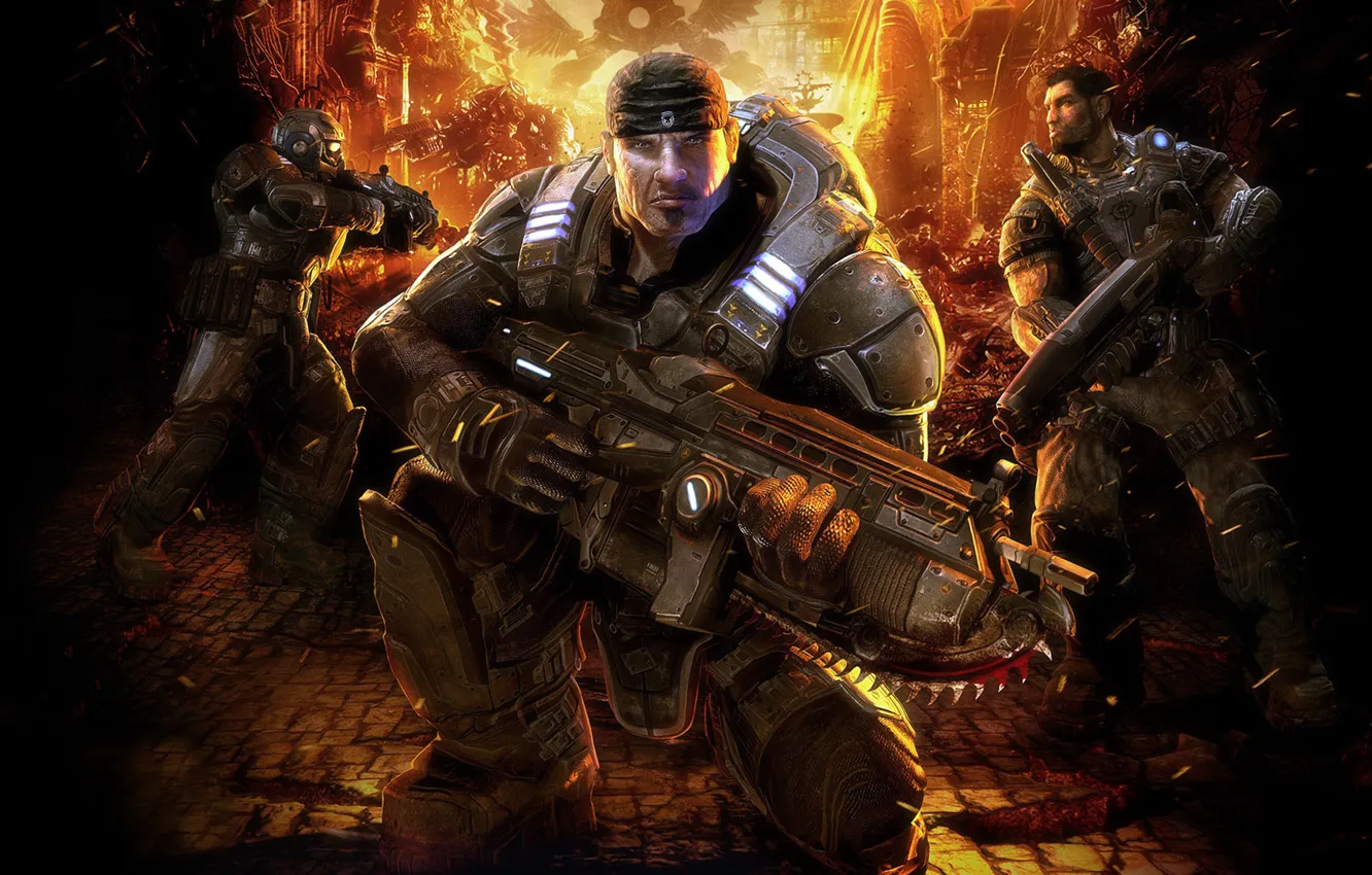 Photo wallpaper gun, armor, Gears of War