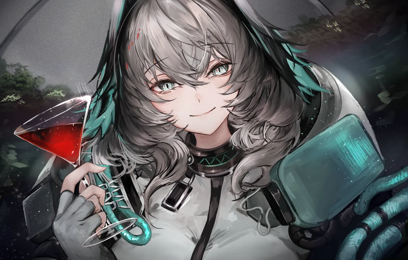 Photo wallpaper girl, glass, Arknights, Ho‘olheyak