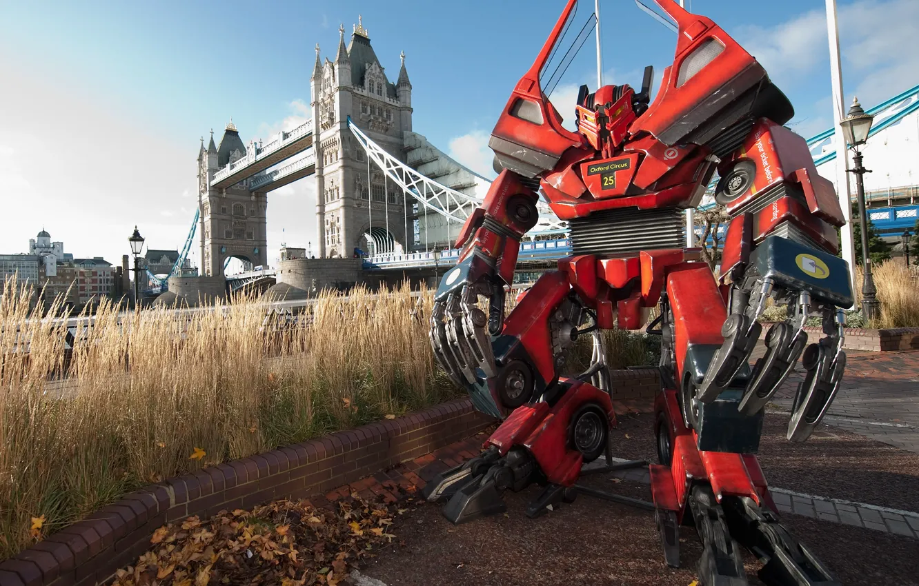 Photo wallpaper bridge, transformers, fiction, robot, London, Thames