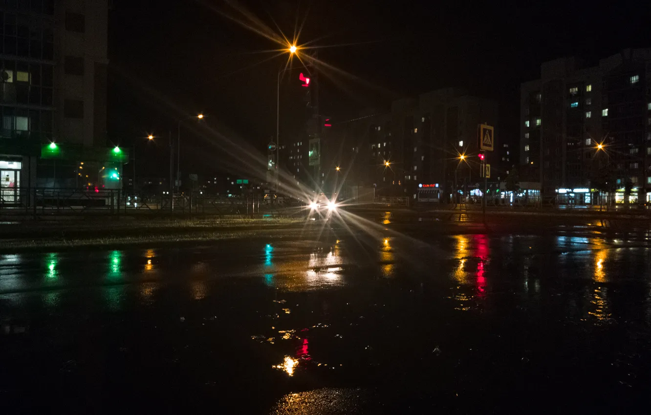 Photo wallpaper machine, summer, the sky, night, the city, rain, building, home