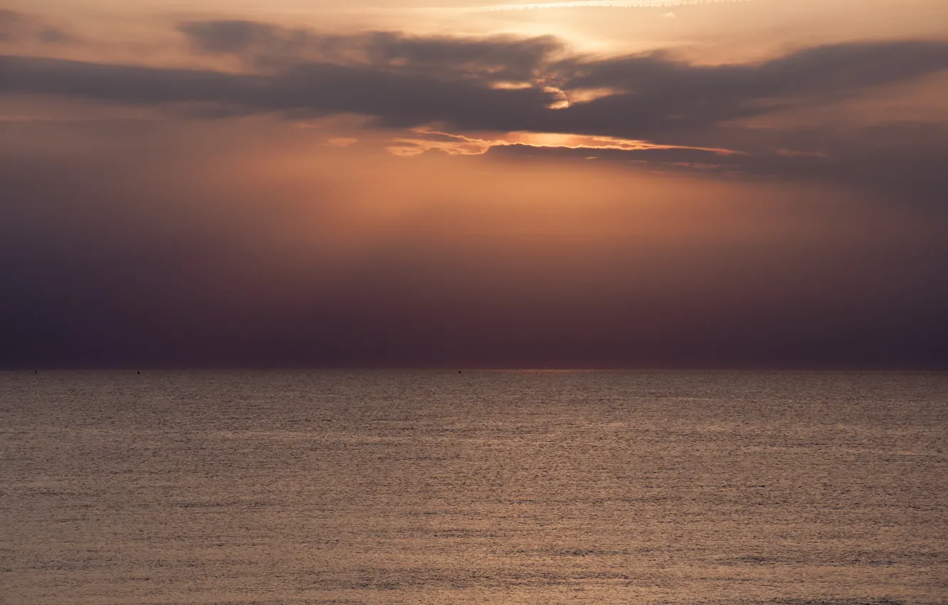 Photo wallpaper sea, the sun, clouds, horizon, sea, clouds, horizon, sunlight