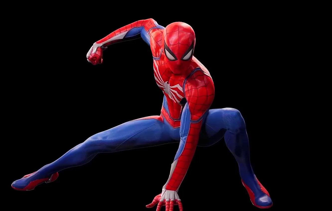 Photo wallpaper costume, Sony, black background, Marvel, suit, EXCLUSIVE, Spider-Man, super hero