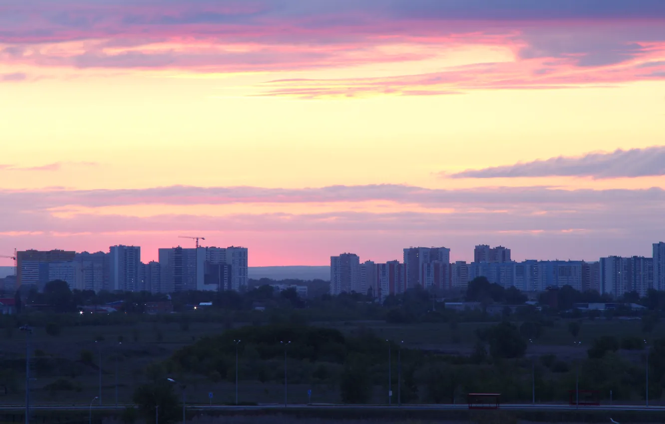 Photo wallpaper the sky, clouds, the city, building, home, spring, the evening, may