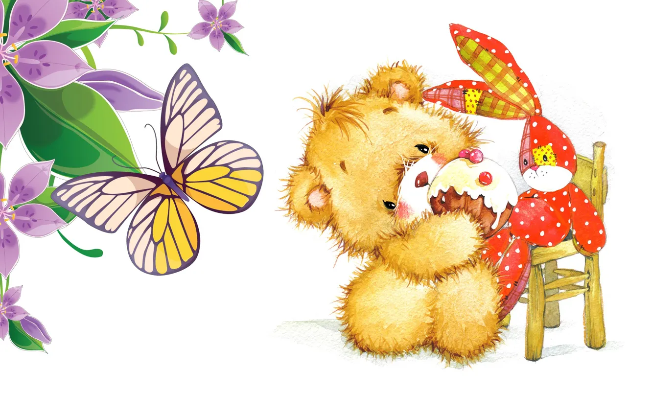 Photo wallpaper mood, birthday, holiday, gift, butterfly, toy, baby, art
