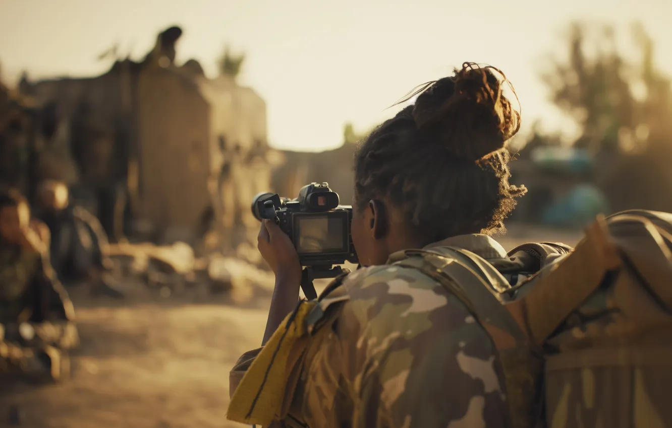 Photo wallpaper girl, people, home, the camera, black woman, digital art, AI art, The Art of Artificial …