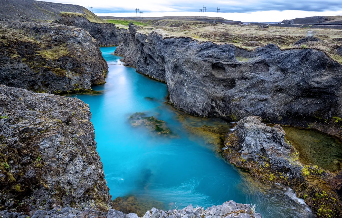 Photo wallpaper river, rocks, canyon, Iceland, rivers, canyon, Iceland, Nature Reserve