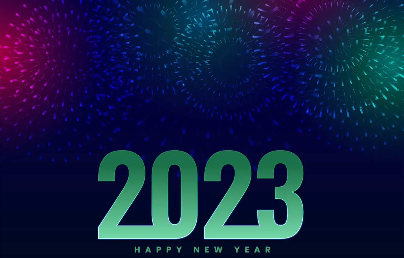 Photo wallpaper the dark background, new year, salute, figures, fireworks, date, 2023, New Year 2023