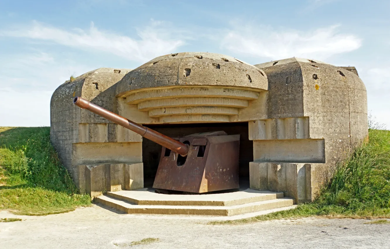 Photo wallpaper France, France, Normandy, Normandy, battery of longues-sur-Mer, Gun 3, Longues-sur-Mer Battery, gun No. 3