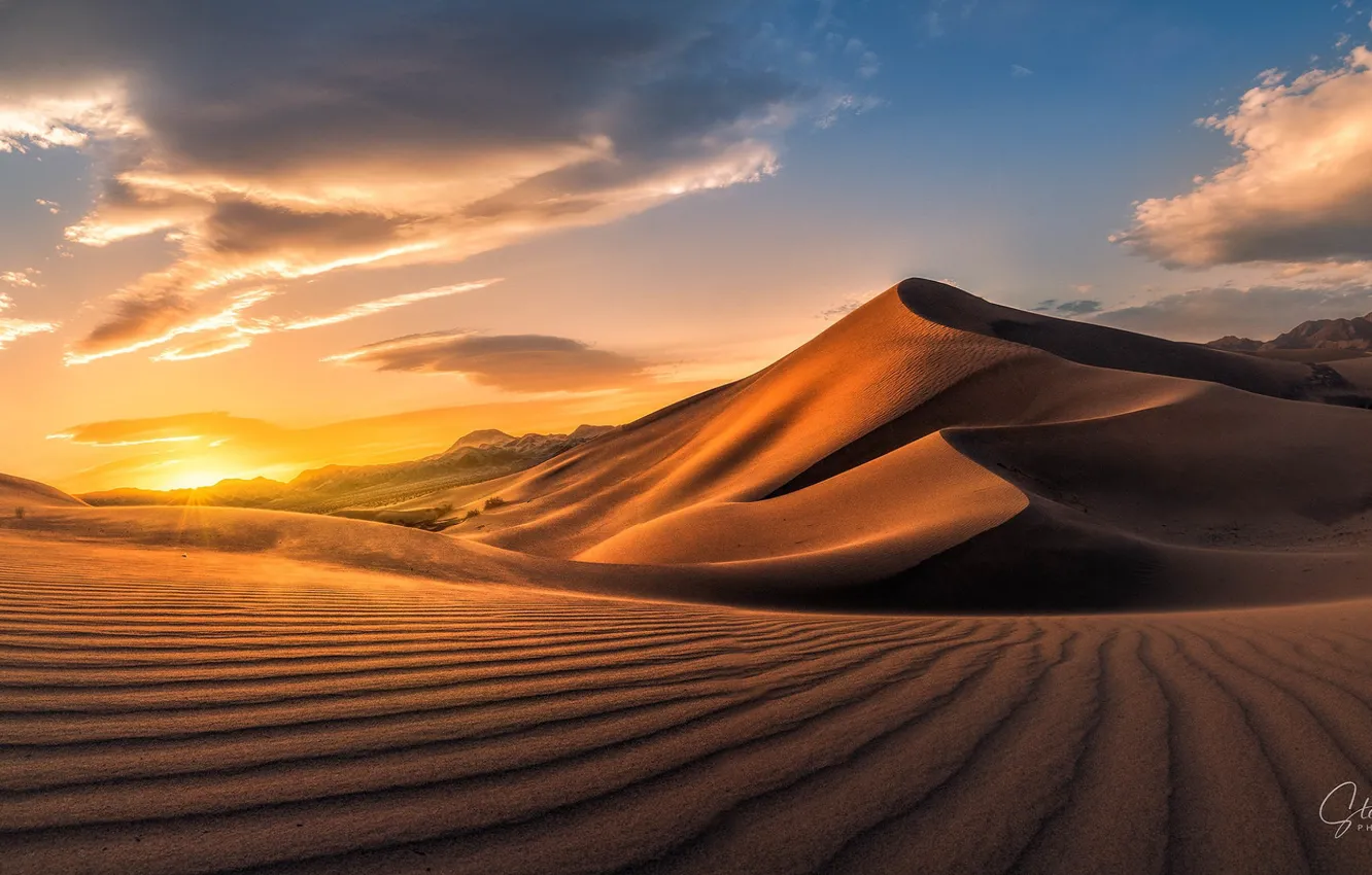 Photo wallpaper the sky, dawn, desert