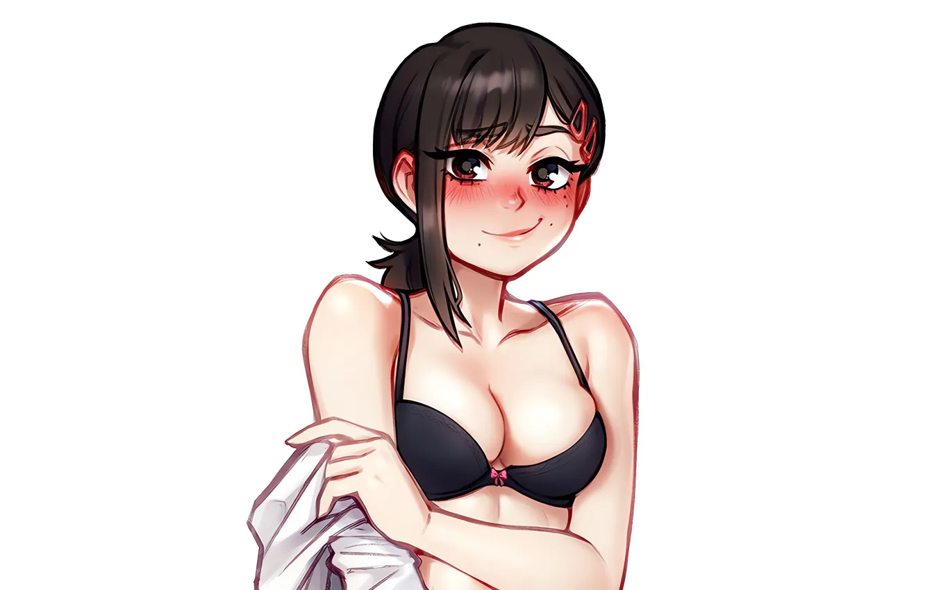 Photo wallpaper girl, sexy, lingerie, bra, cleavage, boobs, sexy girl, anime