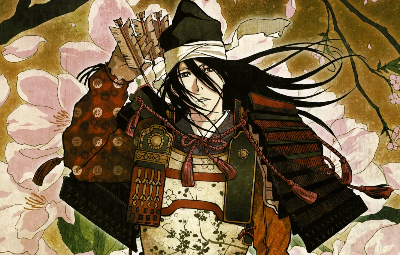 Photo wallpaper armor, Sakura, headband, arrows, Bleach, Bleach, Japanese clothing, samurai