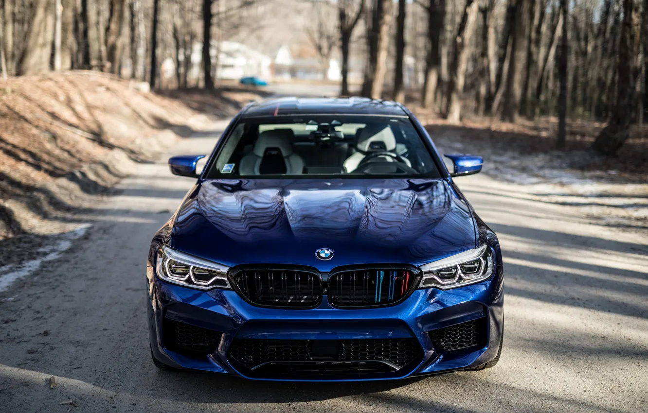 Photo wallpaper BMW, Blue, Forest, Sight, F90, Adaptive LED