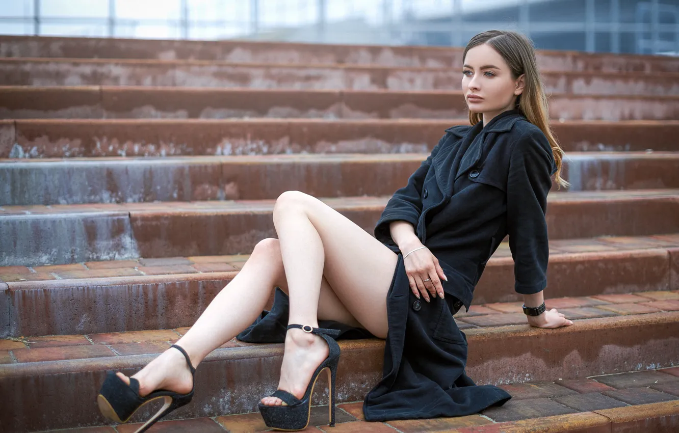 Photo wallpaper pose, Girl, legs, sitting, Sergey Gokk