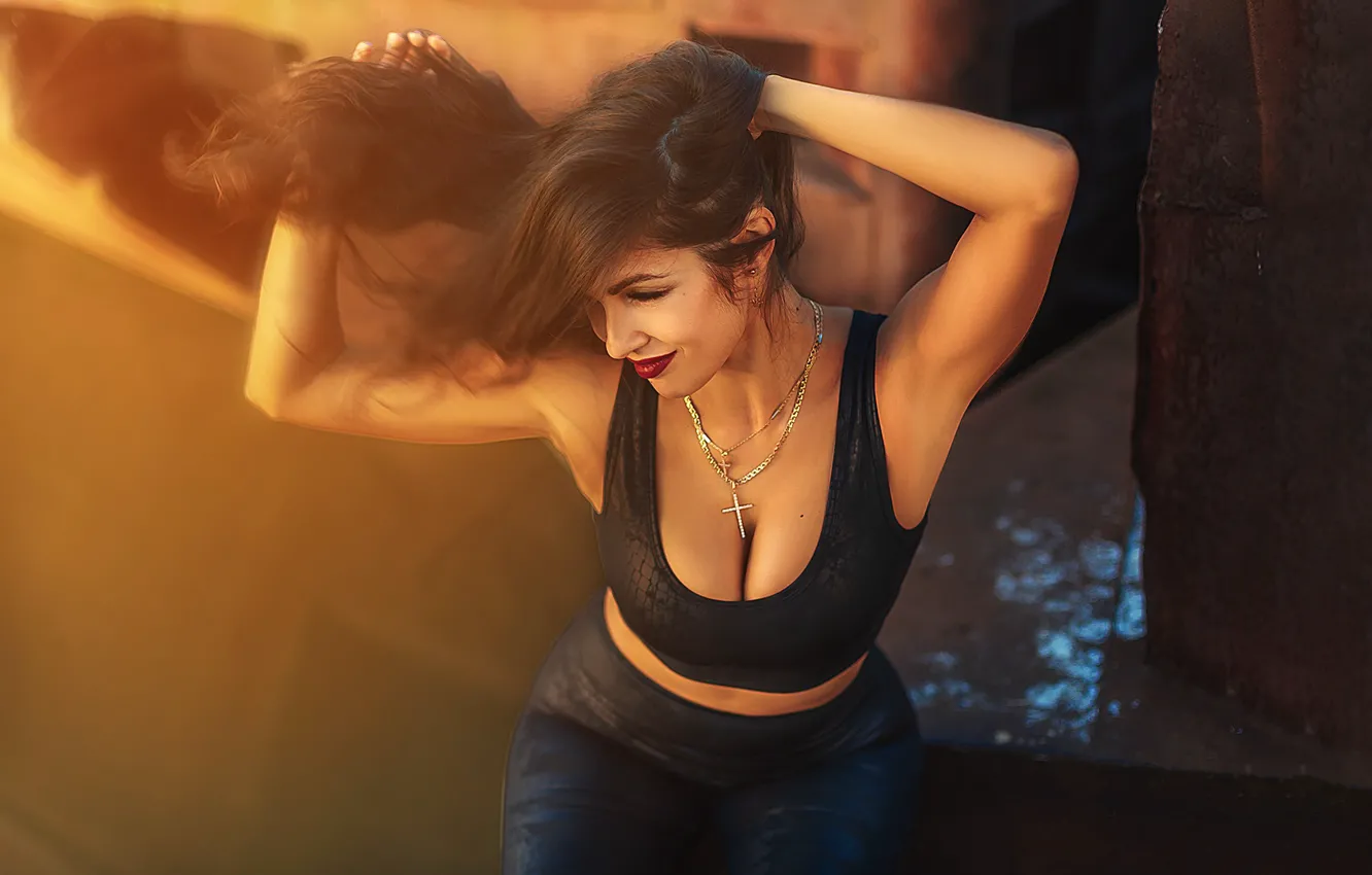 Photo wallpaper girl, cleavage, beautiful, model, cute, chest