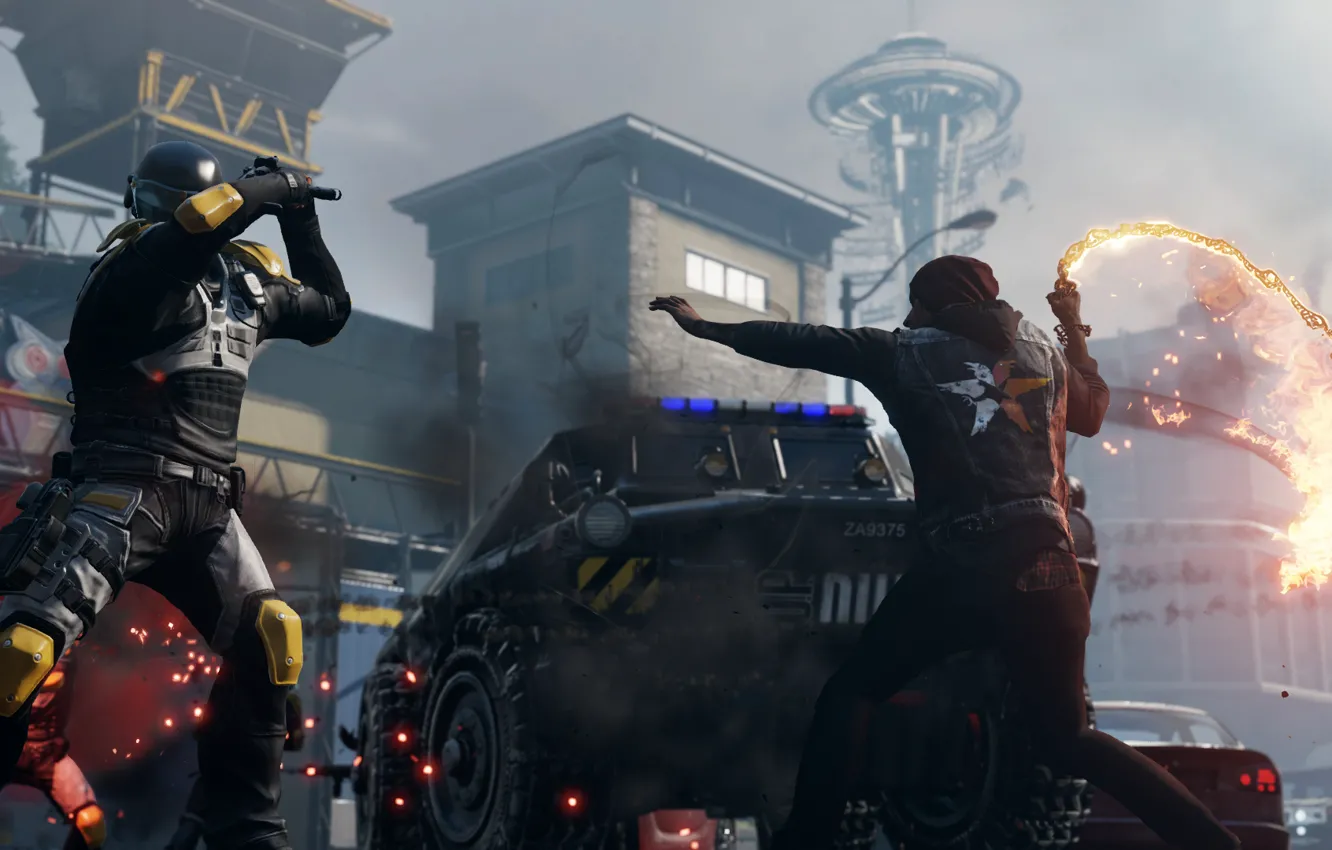 Photo wallpaper weapons, war, soldiers, fight, battle, whip, infamous, second son