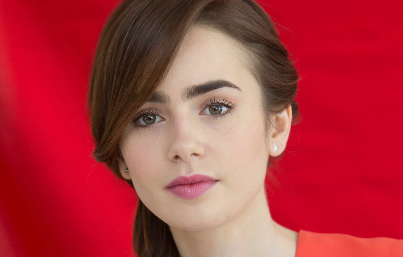 Photo wallpaper look, face, model, actress, Lily Collins, Lily Collins