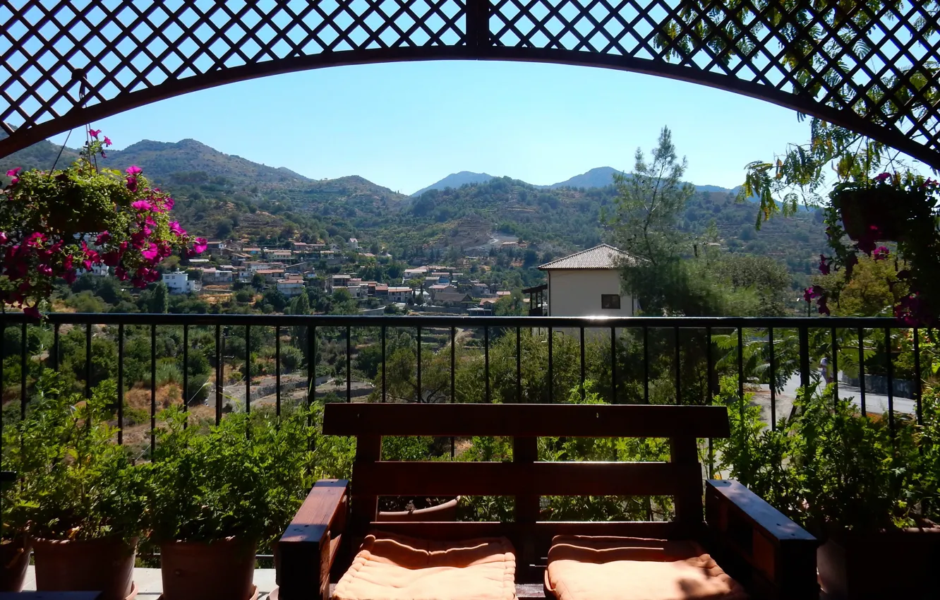 Photo wallpaper the sky, trees, landscape, mountains, widescreen, Wallpaper, wallpaper, widescreen