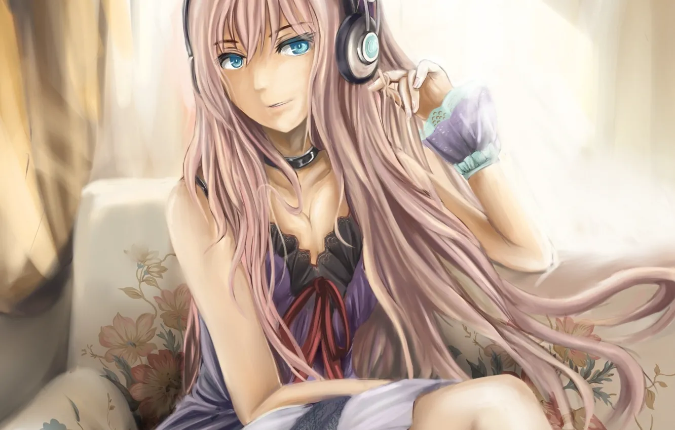 Photo wallpaper girl, headphones, art, Vocaloid