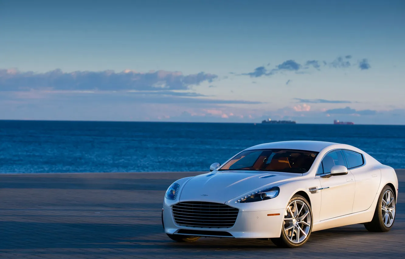 Photo wallpaper sea, the sky, clouds, landscape, Aston Martin, coupe, Fast S