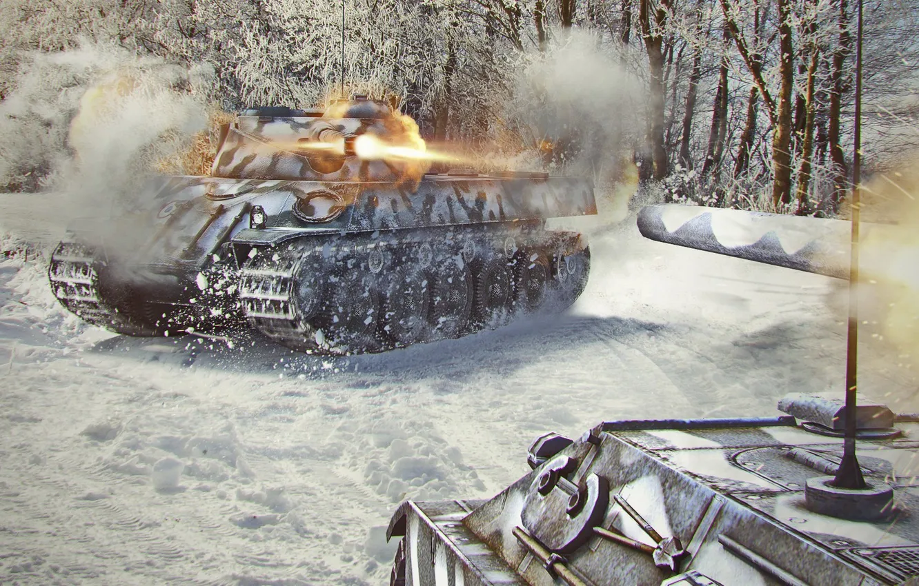 Photo wallpaper snow, shot, tank, tanks, WoT, World of tanks, tank, World of Tanks