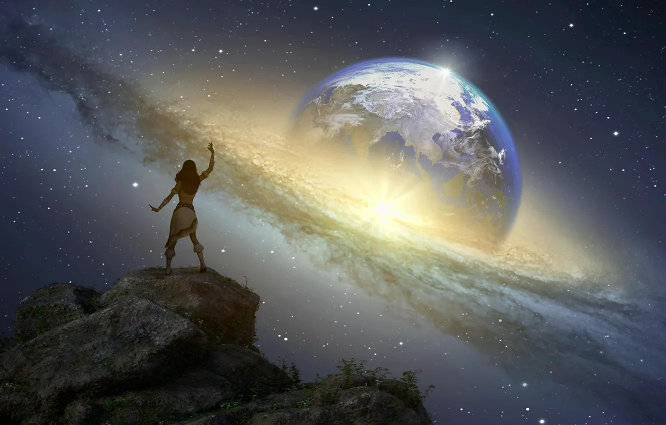 Photo wallpaper space, stars, space, earth, magic, planet, galaxy, space