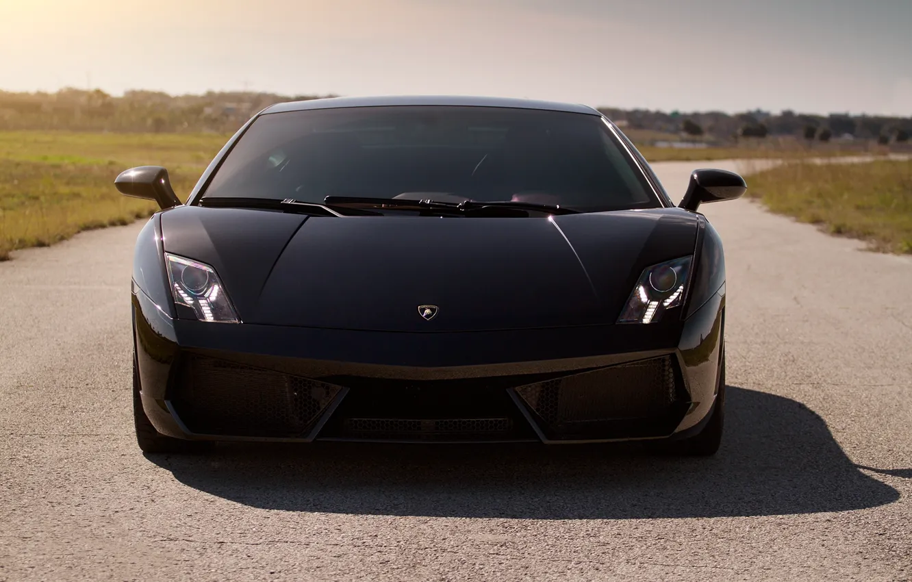 Photo wallpaper black, shadow, gallardo, lamborghini, black, the front, Lamborghini, lp560