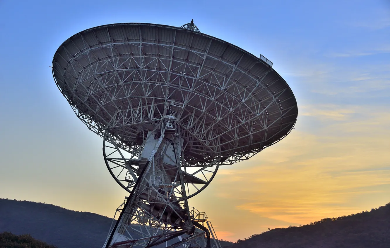 Photo wallpaper morning, radio telescope, Radio Astronomy Observatory