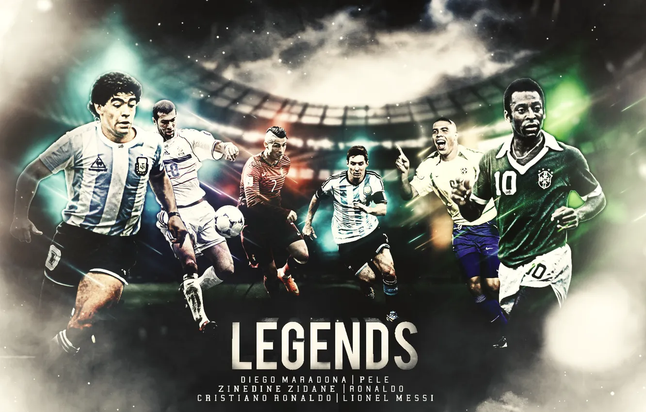 Photo wallpaper wallpaper, Cristiano Ronaldo, football, Lionel Messi, legends, Sport, Ronaldo, Zinedine Zidane