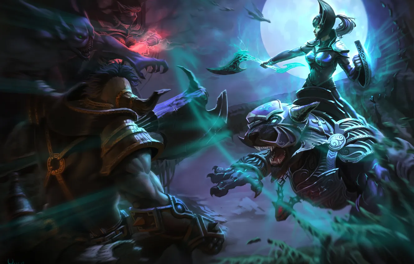 Photo wallpaper girl, magic, art, dota 2, Luna, Yuan Fan