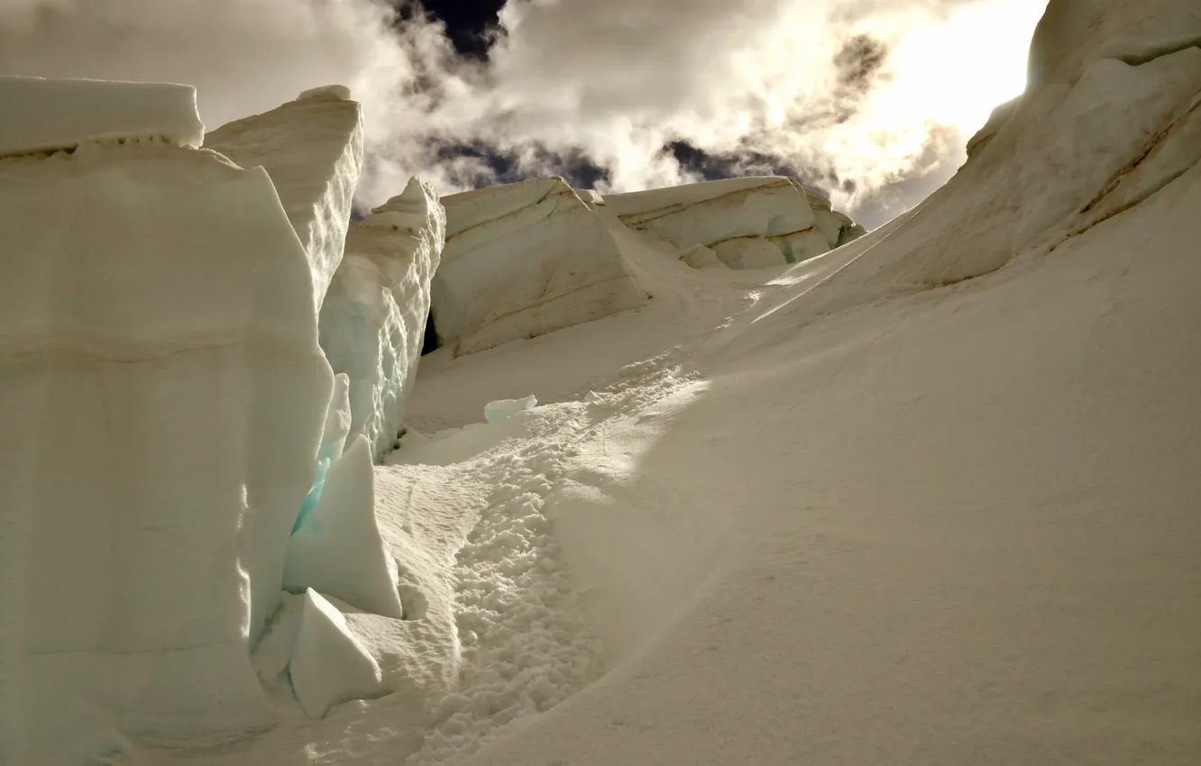 Photo wallpaper snow, landscape, mountains