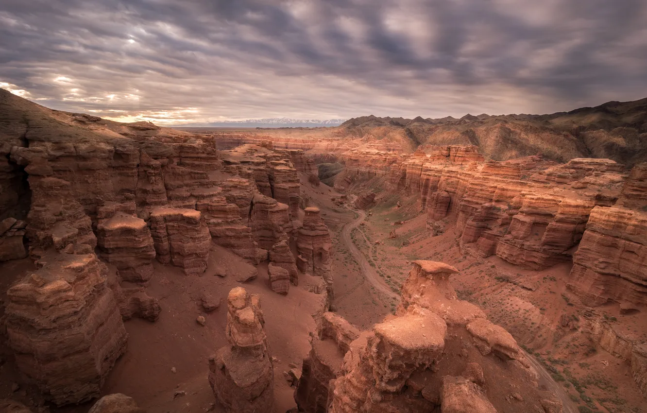 Photo wallpaper desert, cliffs, dry