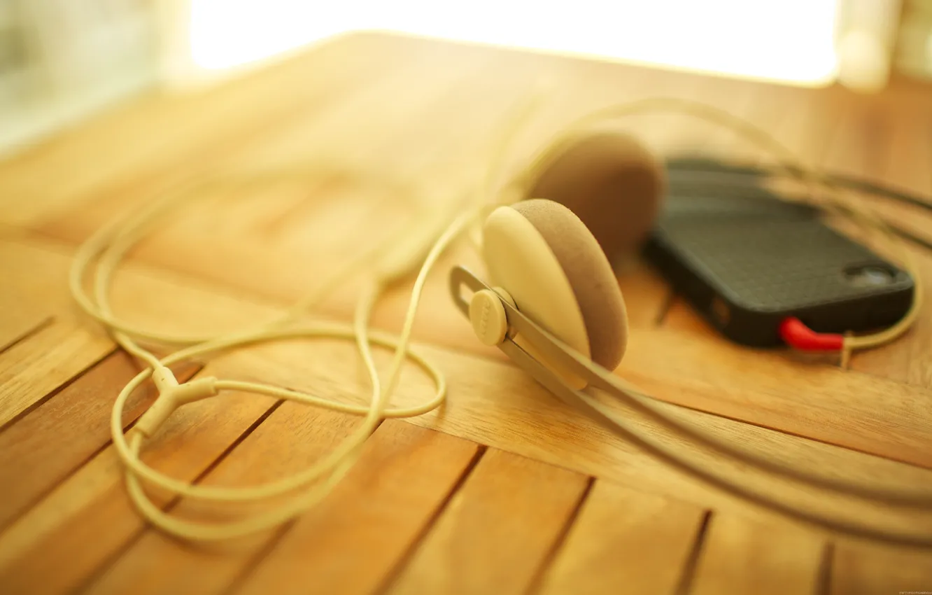 Photo wallpaper macro, headphones, player
