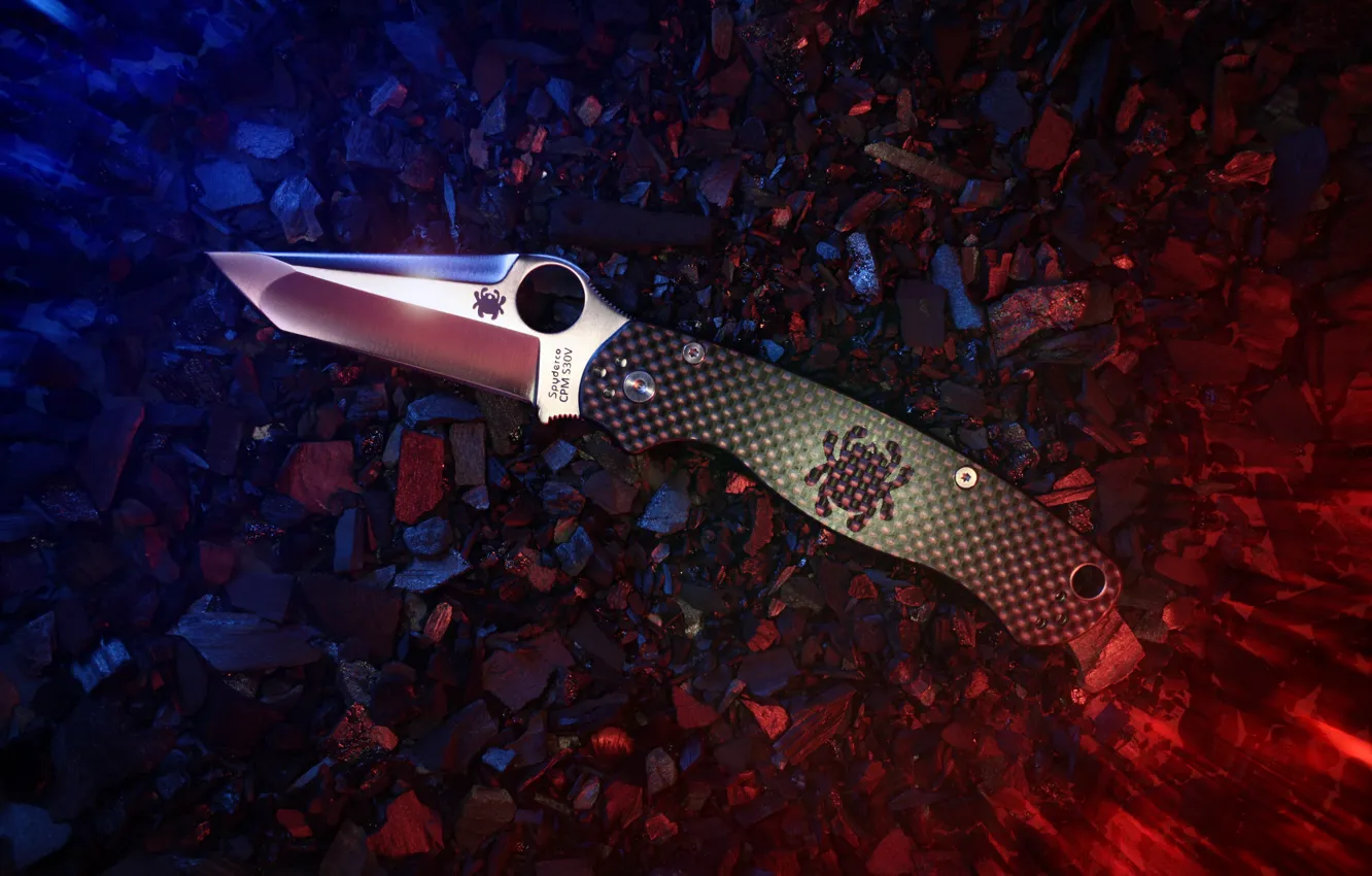 Photo wallpaper weapons, knife, spyderco, Edged weapons, folding knife, spyderco para military 2