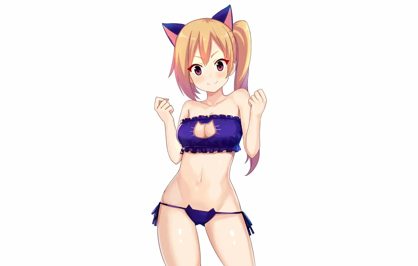 Photo wallpaper girl, sexy, lingerie, bra, cleavage, panties, long hair, boobs