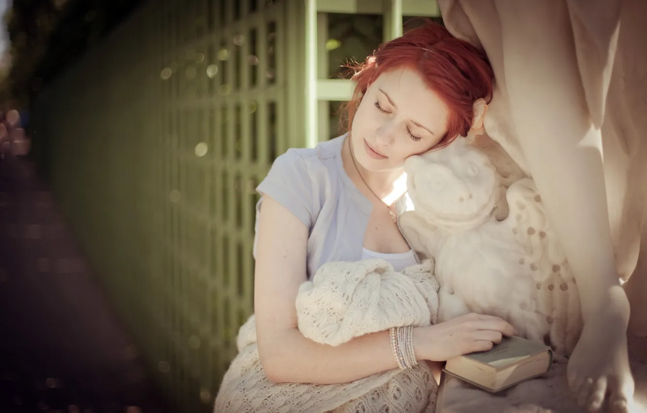 Photo wallpaper girl, mood, book