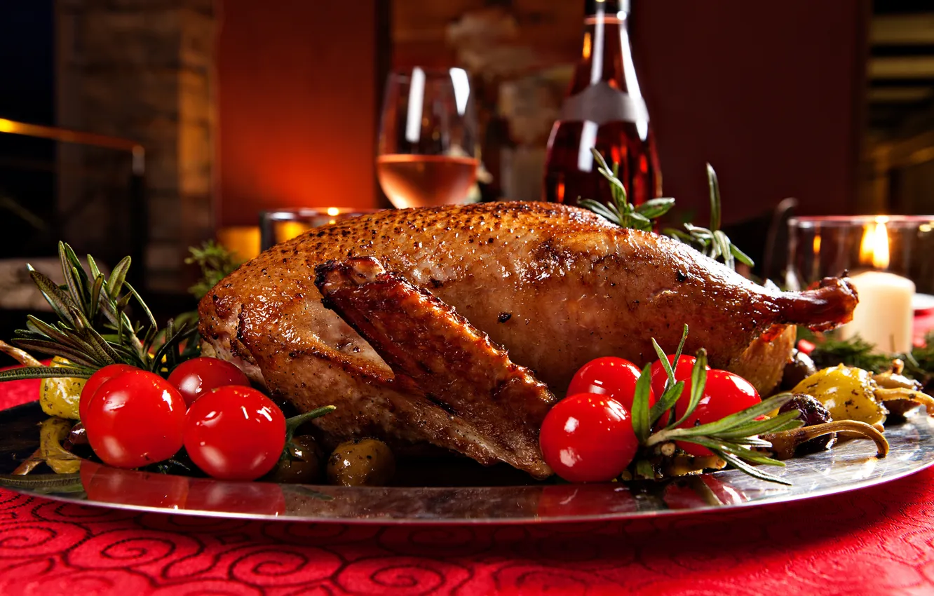 Photo wallpaper food, meat, tomato, meal, tasty, chicken, healty