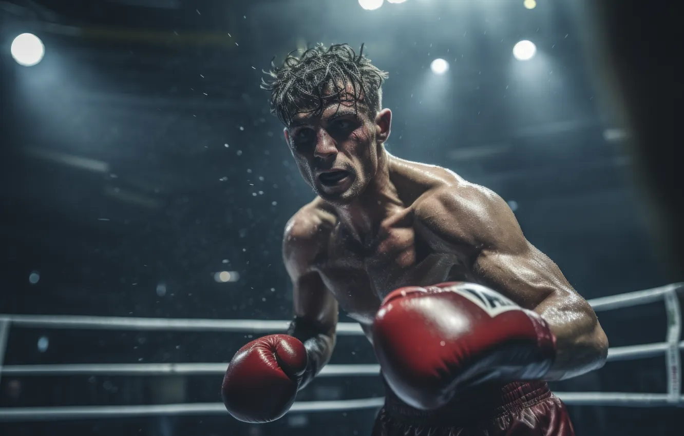 Photo wallpaper sport, Boxing, gloves, male, digital art, AI art, The Art of Artificial Intelligence, neural network