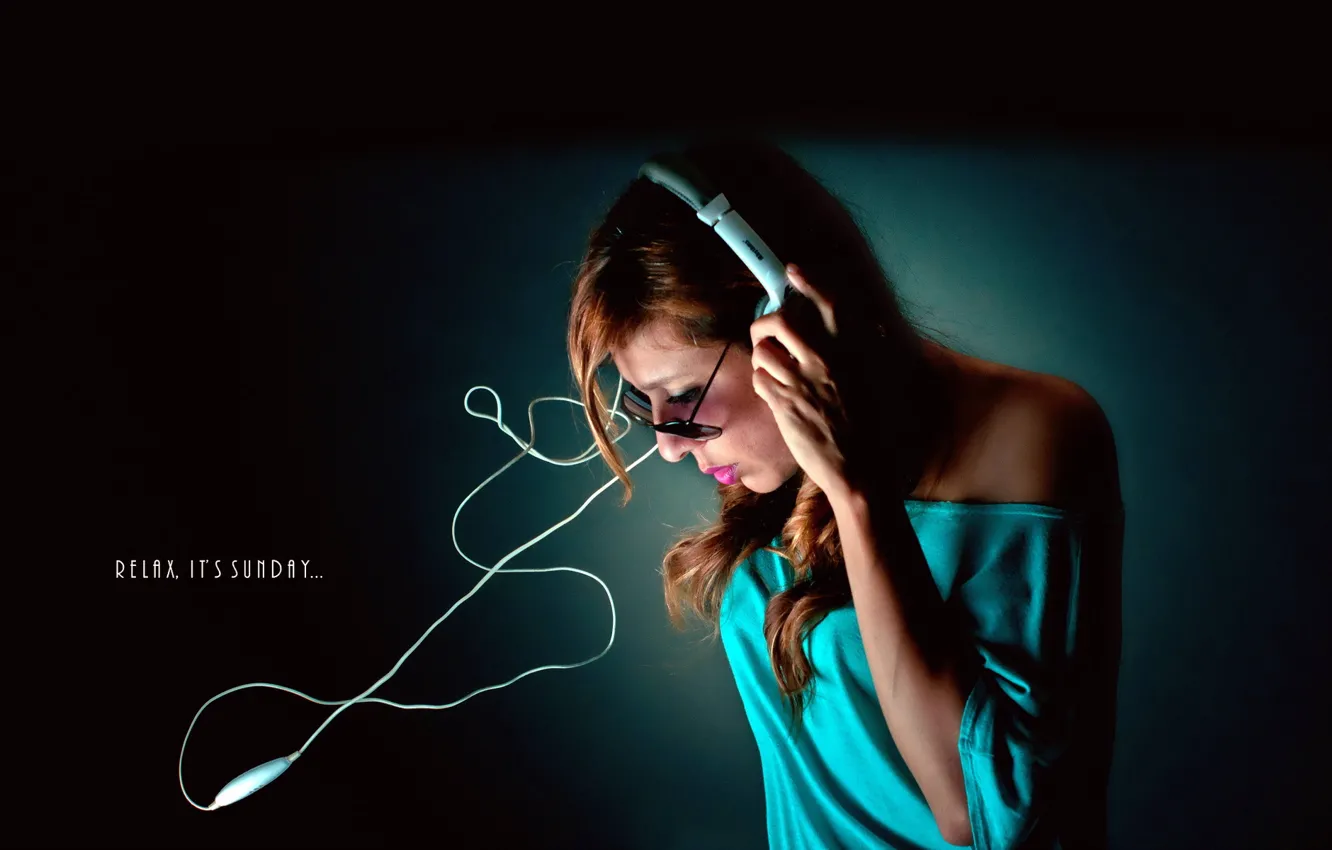 Photo wallpaper girl, background, headphones