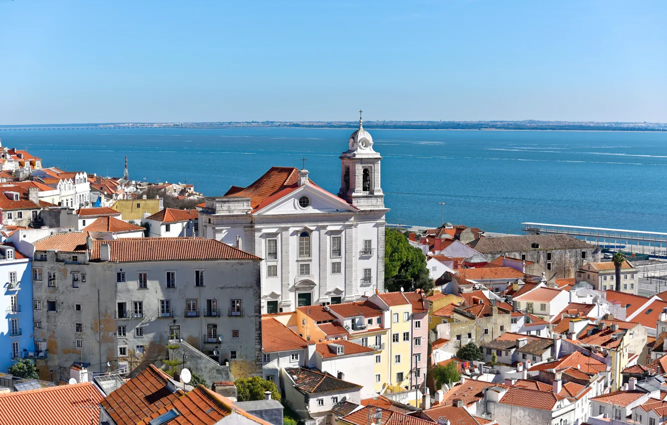 Photo wallpaper roof, sea, building, home, Portugal, Lisbon, Portugal, Lisbon