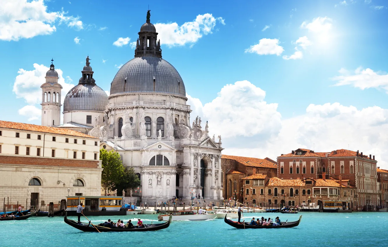 Photo wallpaper sea, the sky, clouds, the city, people, Italy, Venice, Cathedral