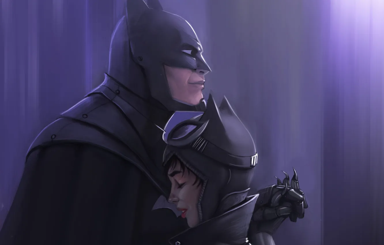 Photo wallpaper Batman, romance, Cat woman