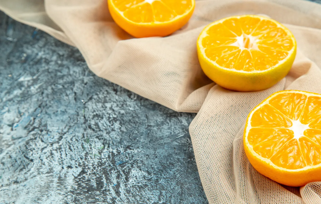 Photo wallpaper table, oranges, fabric