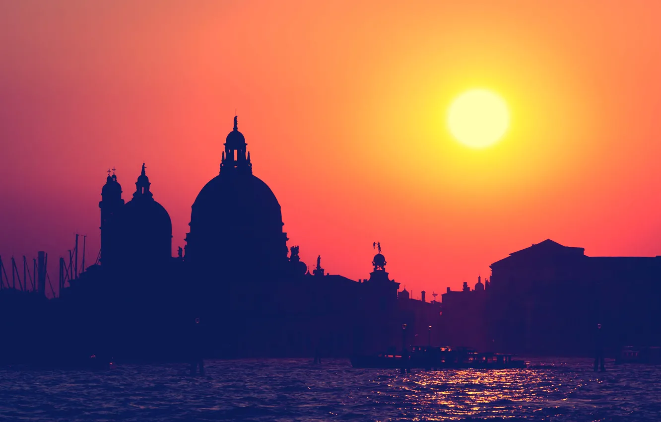 Photo wallpaper sunset, Venice, The church of Santa Maria della Salute