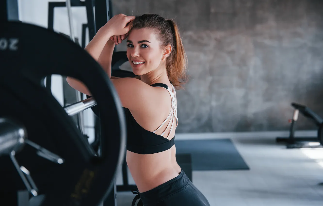 Photo wallpaper girl, fashion, female, leisure, gym, leggings, indoors, gain